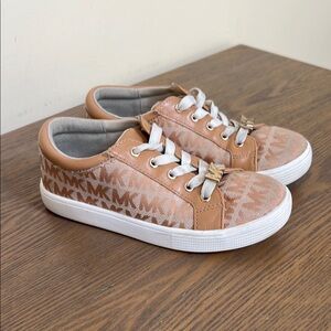 Michael Kors Tan Signature Logo Print Sneakers Size 13